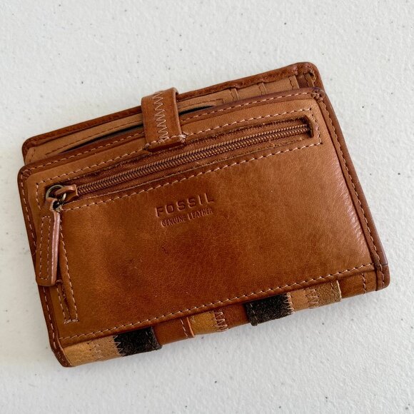 Fossil Tan Tri-fold Leather Wallet - Picture 2 of 6